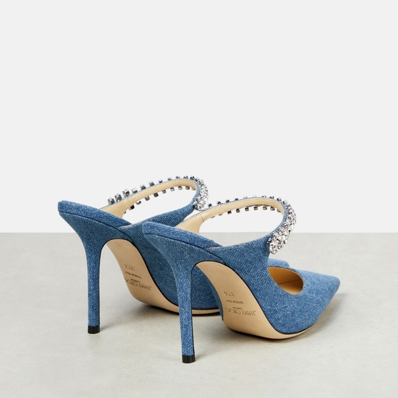 New Jimmy Choo Bing 100 embellished denim mules 39 $1,095 - Picture 5 of 15